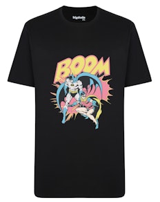 Bigdude Offizielles T-Shirt mit Batman- und Robin-Aufdruck, Schwarz